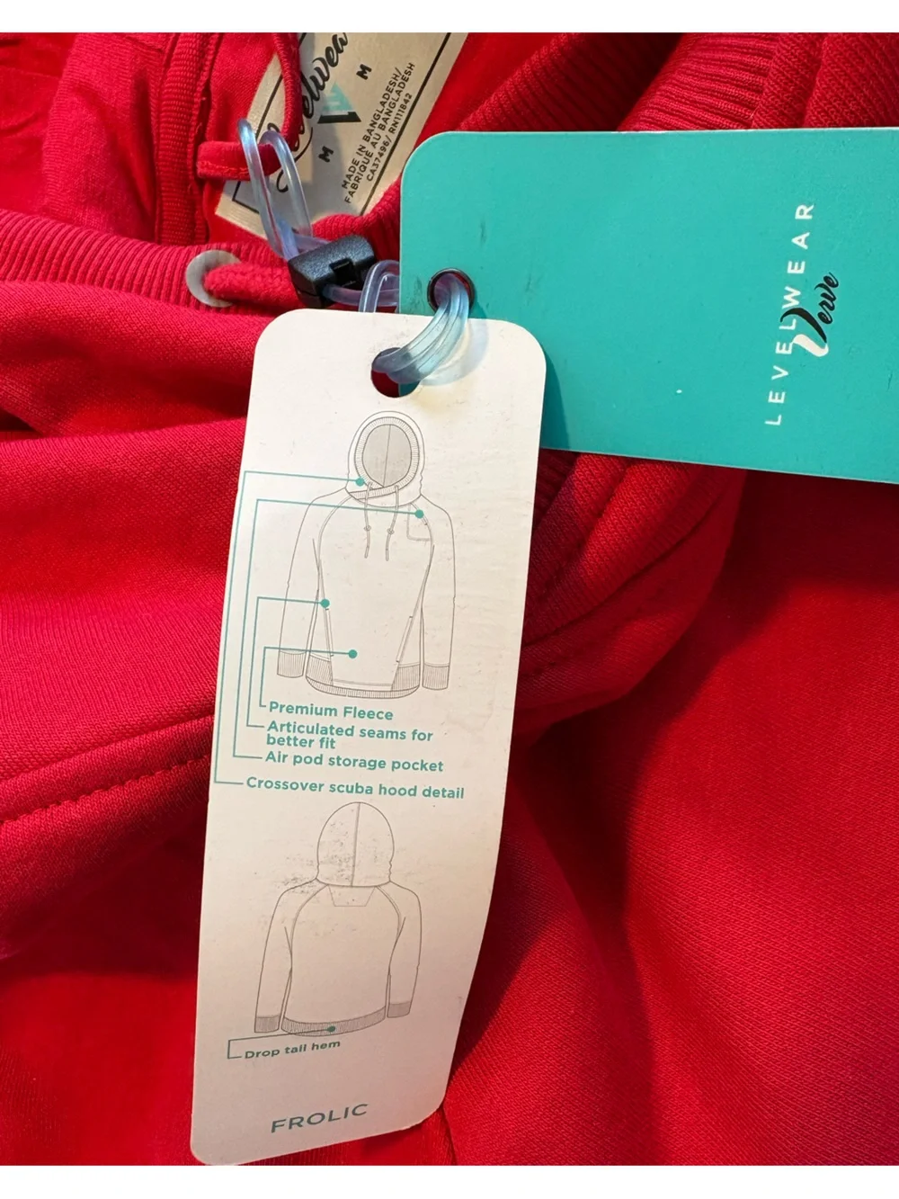 Levelwear Red Premium Fleece Hoodie NWT Size Medium - Picture 4 of 7